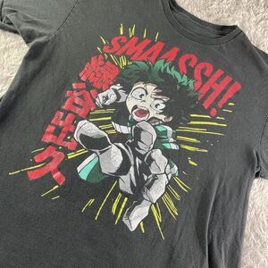 My Hero Academia Shirt Mens XL Black Izuku Midoriya Deku Smash Anime Faded